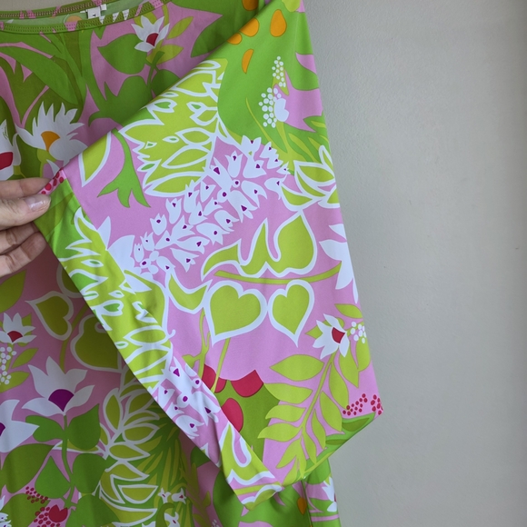Trina Turk Vibrant Green and Pink Mini Dress Swim Cover Up - Picture 6 of 7